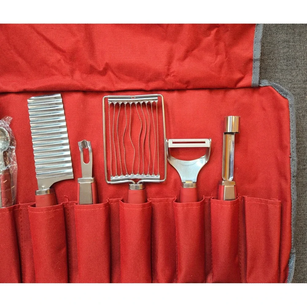 Wolfgang Puck 10 Pc Garnishing Kitchen Tool Set Roll Storage Bag READ DESCRIP.